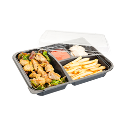 [107.165.83] Embalagem Take Away C/Tampa 4 Div. 24,2X18,2X4,5Cm 50 Unid. 