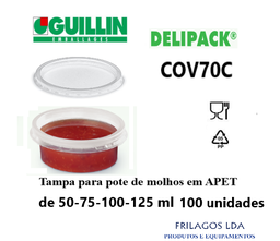 [107.COV70C] Tampa P/Pote D/Molhos Delipack 50/75/100/125Ml 100 Unid.    