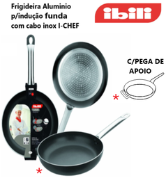 [107.676.403132] Frigideira Aluminio Cabo Inox P/Induç. 32X8,4Cm I-Chef Iblli