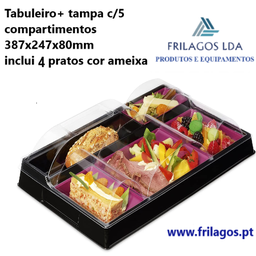[107.PR3925KNPR] Tabuleiro+Tampa 5 Div.+4 Pratos Ameixa 387.247.80Mm 20 Unid.