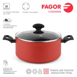 [107.640.78546] Panela Máxima+Tampa 24Cm Vermelha Alum. 3004 Fagor          