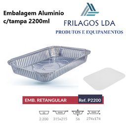 [107.PT2200.100] Embalagem Aluminio C/Tampa 2200Ml 31,5X21,5X5,5Cm 100 Unid. 
