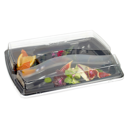 [107.208.68] Bandeja Take Away+Tampa 34X24X5Cm Preto Pet 50 Unid.        