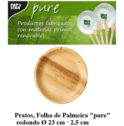 [107.439.87960] Pratos Folha De Palmeira Pure Redondo Ø 23X2,5Cm  25 Unid   