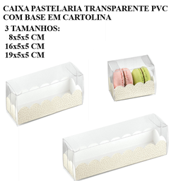 [107.198.11.50] Caixa Pastelaria Transp. Pvc+Base Cartolina 8X5X5Cm 50 Unid.