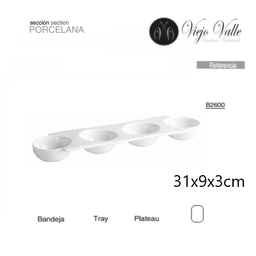 [880.B2600] Travessa Aperitivos 4 Cavidades  31X9X3Cm Viejo Valle       