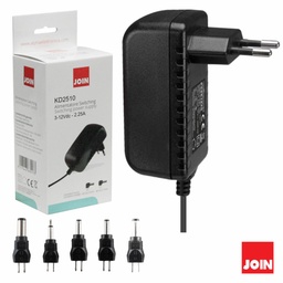 [P01.KD2510] Transformador 230/3-12V 2.25A 27W 6 Adaptadores Join        