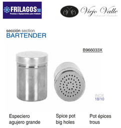 [880.B966033X] Polvilhador Inox 18/10 Furo Grande 7X10Cm Viejo Valle       