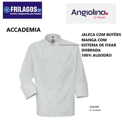 [080.MG0100.02.XXL] Jaleca Branca 100% Algodão Branca C/Botões Accademia        