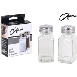 [880.BY01018271522] Conjunto De Saleiro E Pimentero Vidro Modelo Anna           