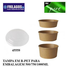 [107.439.45559] Tampa R-Pet P/Saladeira 500/750/1000Ml 50 Unid. Papstar     