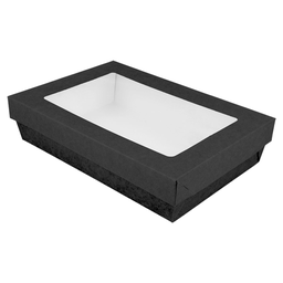 [107.250.98] Caixa+Tampa C/Janela 1300Ml 21X14X5Cm Preto 50 Unidades     