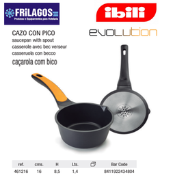 [107.676.461216] Caçarola S/Tampa C/Bico Evolution 16X8,5Cm 1,4Lts Ibili     