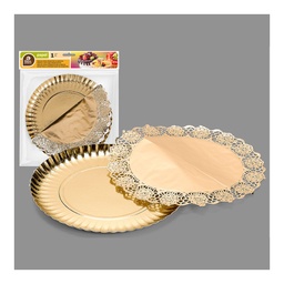 [107.640.77186] Prato Redondo E Naperon Ouro 23Cm  1 Unidade                