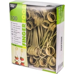 [107.439.81007] Espetos Para Entradas Bambu 11Cm  Twister 100 Unid. Papstar 