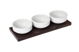 [107.0438140008] Cj.3 Taças Porcelana Ø12X5Cm C/Base Wengue 38X14,5X2Cm      