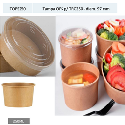 [107.468.TOPS250] Tampa Ops P/Terrina Cartão Kraft 250Ml 97Mm 50 Unid.        