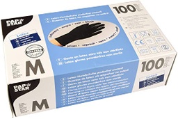 [107.439.10015] Luvas De Latex S/Po Talco Preto Medida M 100 Unid. Papstar  