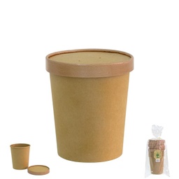 [107.12708633] Taça Sopa C/ Tampa Kraft 11.8X11.5Cm 780Ml 6 Unid.          
