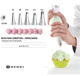 [107.650.551790] Conjunto De 5 Bicos Metal Serrilhados 6-8-10-12-14Mm Hendi  