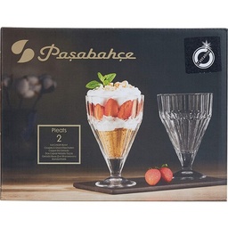 [107.0331598136] Taça De Gelado Vidro Pleats 430Ml 10,6X16,1Cm  Pack 2 Unid. 