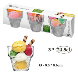 [107.410006] Taça Gelado Mini Cornet Vidro 24,5Cl Ø8,5X8,5Cm Pack 3      