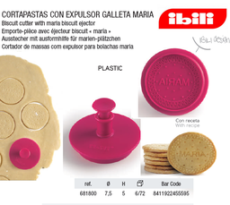 [107.676.681800] Corta Massa Com Expulsor Bolacha Maria 7,5Cm Ibili          