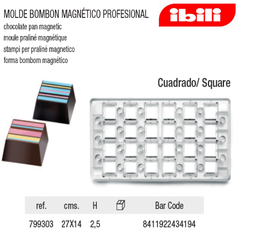 [107.676.799303] Molde Bombom Magnetico Quadrado 27X14X2,5Cm Ibili           