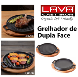 [8513B.1558030.280] Grelhador Dup. Face Ferro Red.28Cm C/Base Mad. Lava         