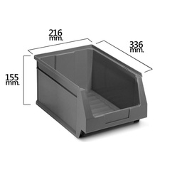 [107.758.21070085] Caixa Empilhável  Plastica Cinza Nº54 336X216X155Mm         