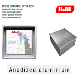 [107.676.815230] Molde Quadrado Extra Alto Aluminio 30X30X10Cm 9,3Lt Ibili   