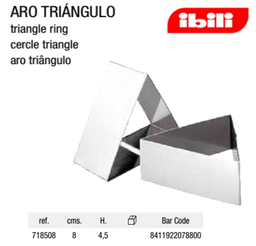 [107.676.718508] Aro Inox  Triangulo 8Cm C/Altura De 4,5Cm Ibili             