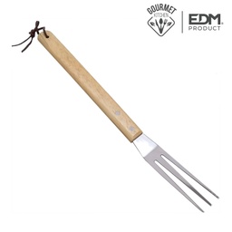 [107.640.73853] Garfo Bbq Aço Inox 1,5Mm Cabo De Carvalho 36Cm              