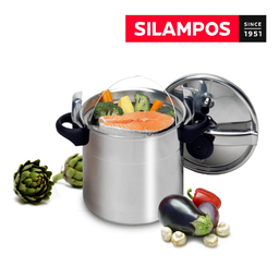 [107.622002018612] Panela Pressão Tradicional Alumínio C/Cesto 12 Lts Silampos 
