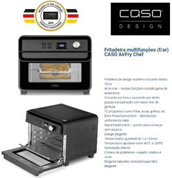 [109.5CASOD3000] Fritadeira Multifunções 22Lt 3 Níveis 40 A 230ºc 1700 W Caso
