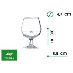 [107.V082040] Calice Cognac 15Cl  Aferido A 3Cl Risco Preto R Vicrila     