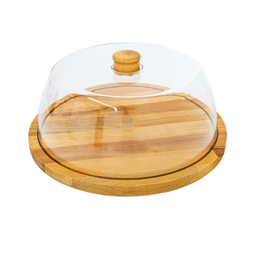 [107.680.13269463] Boleira Base Em Madeira 29X10Cm Tampa Acrilica              