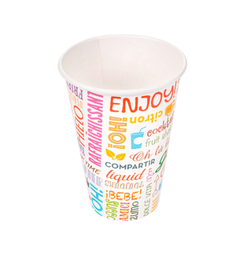 [107.229.07] Copos Parole  360 Ml Ø8/5X12Cm Branco Cartolina 100 Unid    