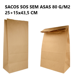 [107.222.42] Sacos Sos Sem Asas 80 G/M2 22+14X37 Cm Natural 500 Unid     