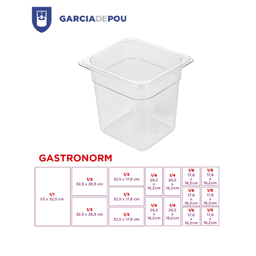 [107.202.18] Recepiente Gastronorm Policarbonato 1/6 1,9 L 17,6X16,2X15Cm