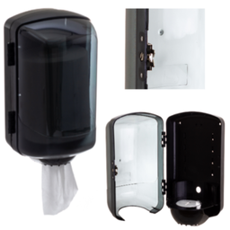[970.073209394] Dispensador Toalhas Chaminé Abs Preto Transp 24X22,5X38Cm   
