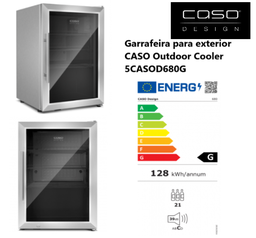 [100.5CASOD680G] Garrafeira Exterior Cor Inox 680  430X690X540Mm 5-20ºc Caso 