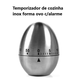 [107.0434280004] Temporizador De Cozinha Inox Forma Ovo 60 Minutos Ø6X7,5Cm  