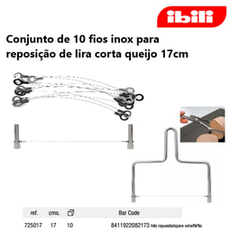 [107.676.725017] Conjunto 10 Fios Inox Para Reposição De Lira 17Cm  Ibili    