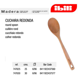 [107.676.747625] Colher De Madeira Redonda Faia  25Cm Ibili                  