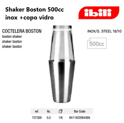 [107.676.727300] Shaker Boston 500Cc  Inox+Copo Vidro Ibili                  