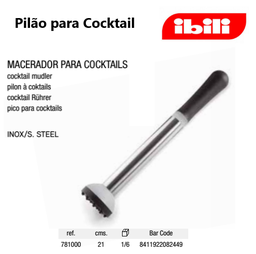 [107.676.781000] Pilão Para Cocktail Inox + Tpr  21Cm Ibili                  