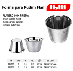 [107.676.721708] Forma De Pudim Flan Inox Diametro-8Cm Alt.- 5,8Cm Ibili     