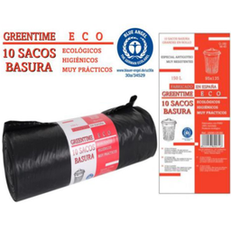 [880.33095135180] 10 Sacos Lixo Preto 95X135Cm Gr.180  150 Lts. Greentime Eco 