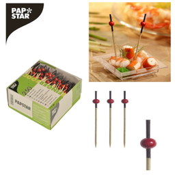 [107.439.81006] Espeto Madeira P/Entradas 250 Und Red Pearl 7Cm Papstar     